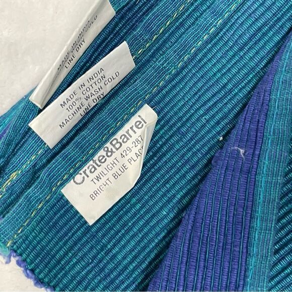 Crate & Barrel twilight blue royal teal woven placemat set of 4 reversible - Picture 2 of 6